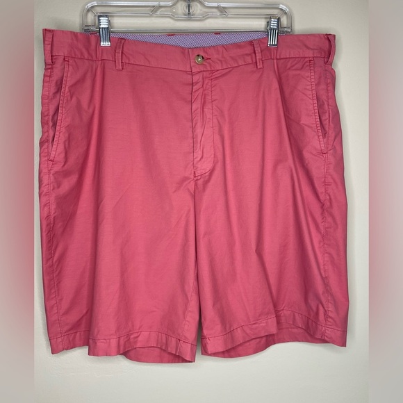 Peter Millar Salmon Pink Flat Front Cotton Blend Shorts Size 38 - Picture 1 of 7